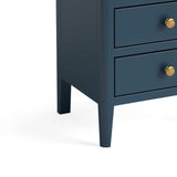 close up of tapered legs on the Stirling Blue Bedside Table