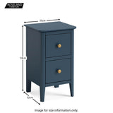 Stirling Blue Narrow Bedside Table size guide