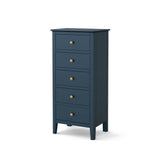 Stirling Blue Slim Tallboy 5 Drawer Chest from Roseland Furniture