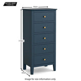 Stirling Blue Tallboy Chest of Drawers size guide