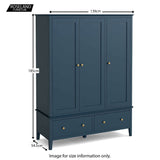 Stirling Blue Triple Wardrobe size guide