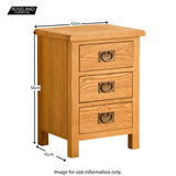 Lanner Oak Bedside Table - Size Guide