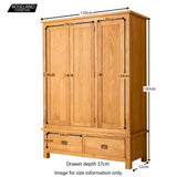 Lanner Oak Triple Wardrobe & Drawers - Size Guide