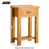 Lanner Oak Telephone Table - Size Guide