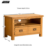 Lanner Oak 80cm TV Stand - Size Guide