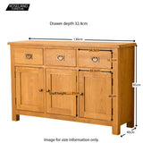 Lanner Oak Large Sideboard - Size Guide