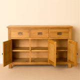 Lanner Oak Large Sideboard doors open