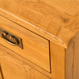 Lanner Oak Mini Sideboard top front corner view