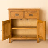 Lanner Oak Mini Sideboard doors open view