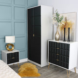 Harlow Black & White 2 Door Panelled Wardrobe for bedorom