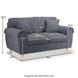 A grey sofa with dimensions labeled. Measurements indicate overall size and cushion sizes: 89.5cm height, 152cm width, 82cm depth. Text: "Image for size information only."