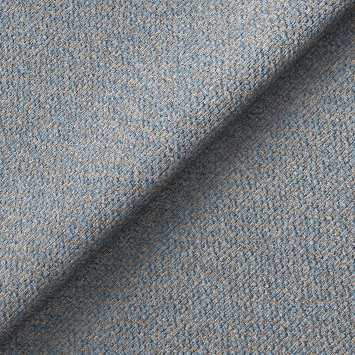 Textured fabric with a diagonal weave pattern, capturing a folded section creating shadow, set against a homogeneous backdrop.