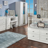 Kinsley White Gloss 4 Piece Bedroom Set from Roseland rug wardrobe chest drawers