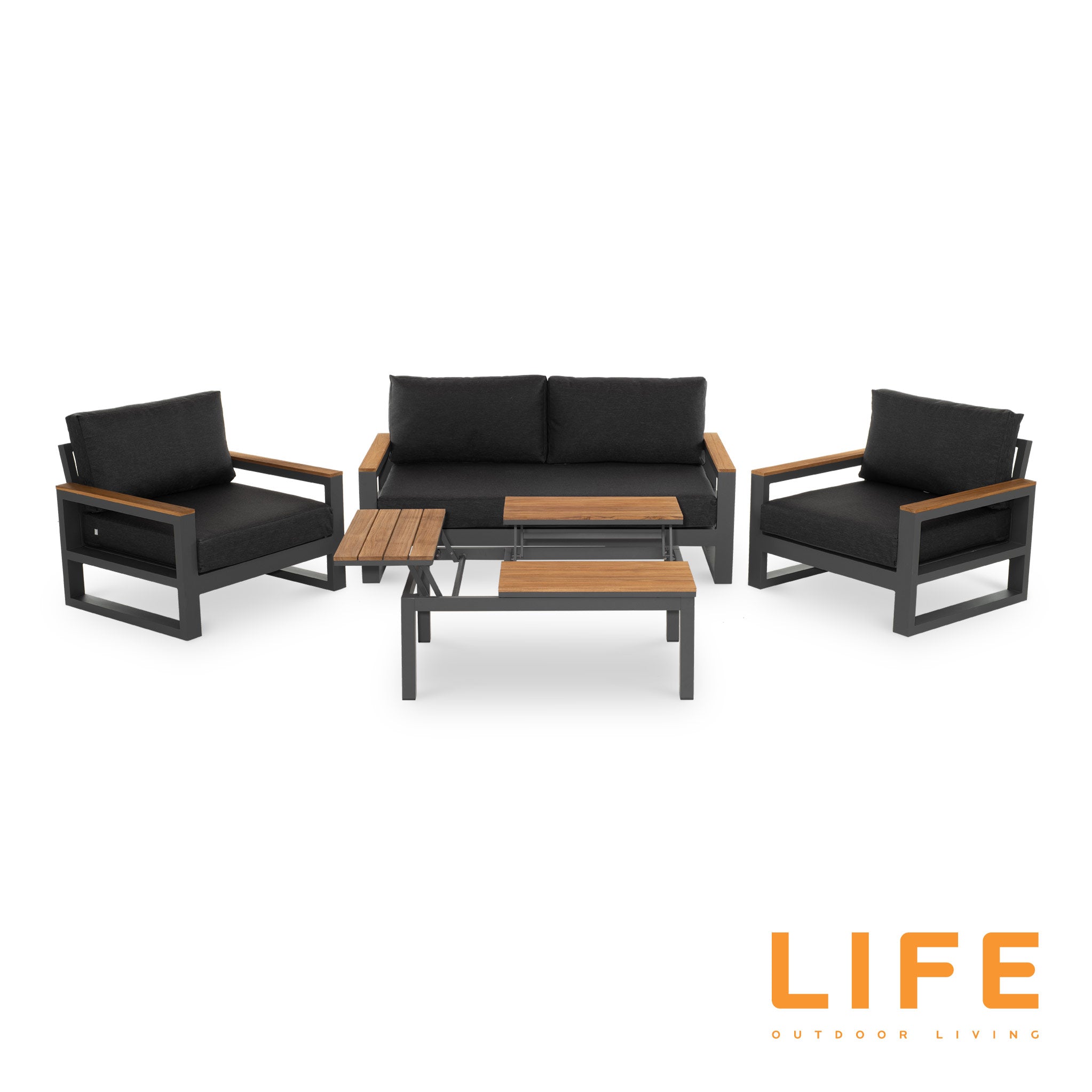 Marquee 3 piece steel 2024 corner sofa lounge setting