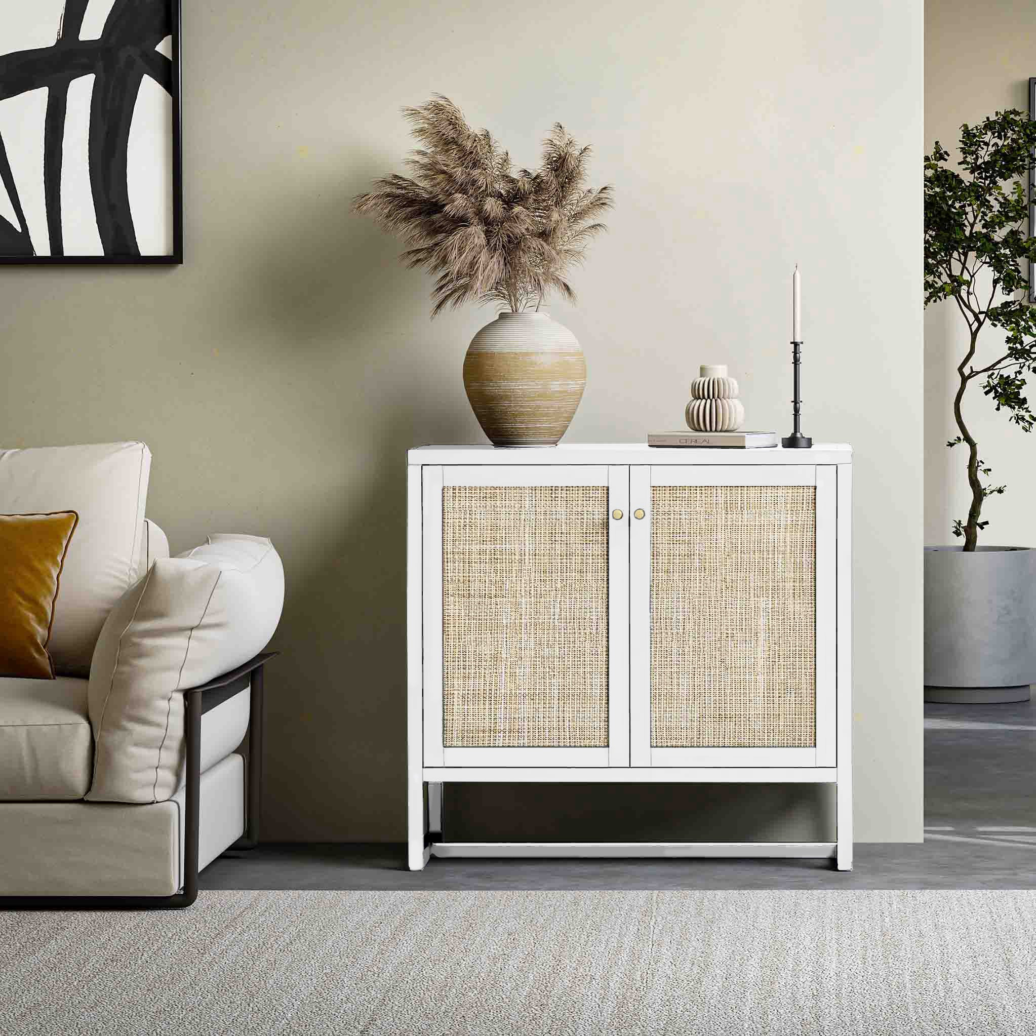 White deals cane cabinet