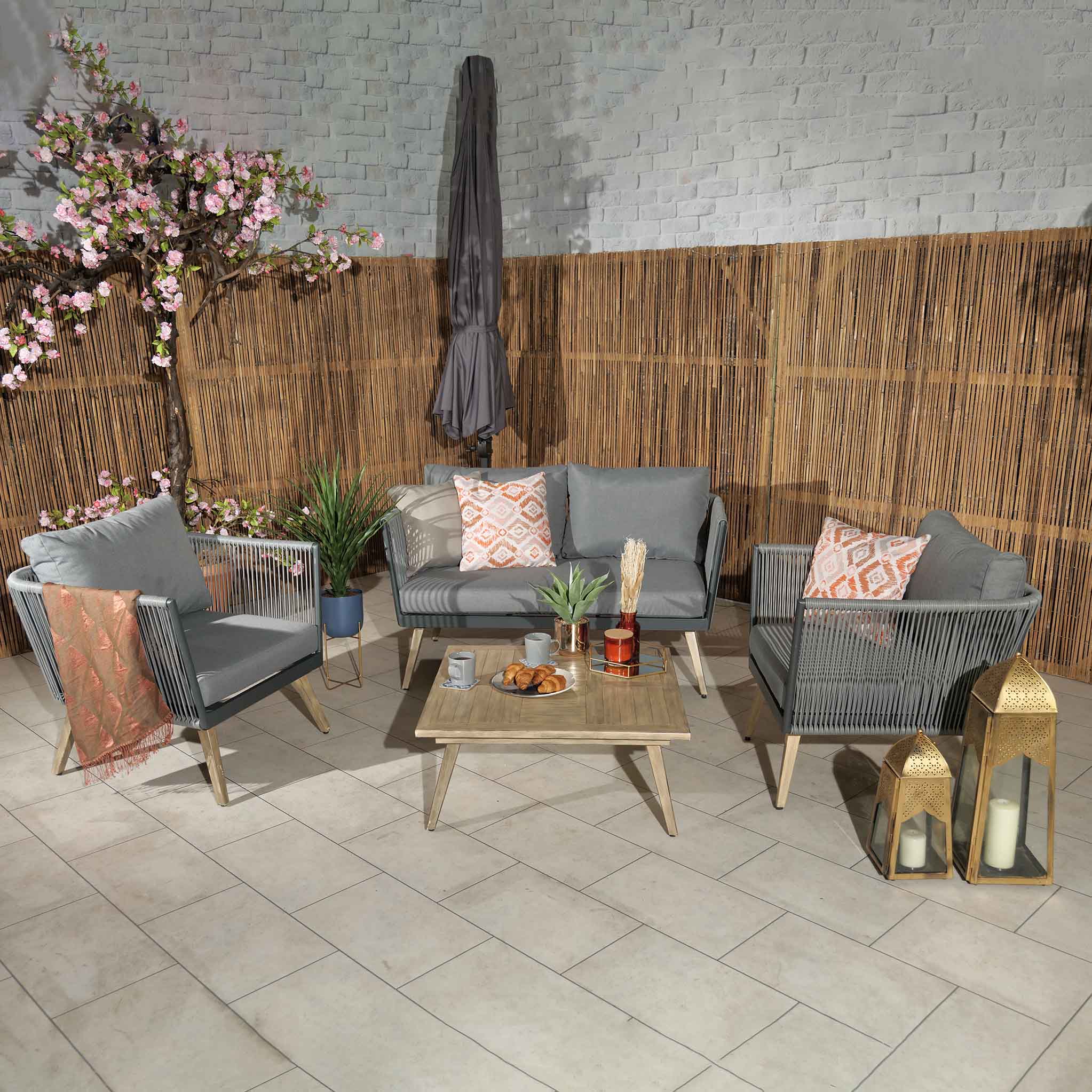 Milan Outdoor 4 Seat Garden Patio Lounge Set with Coffee Table