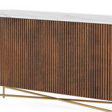 Milo Mango & Marble Fluted Sideboard - Close up of front of sideboard