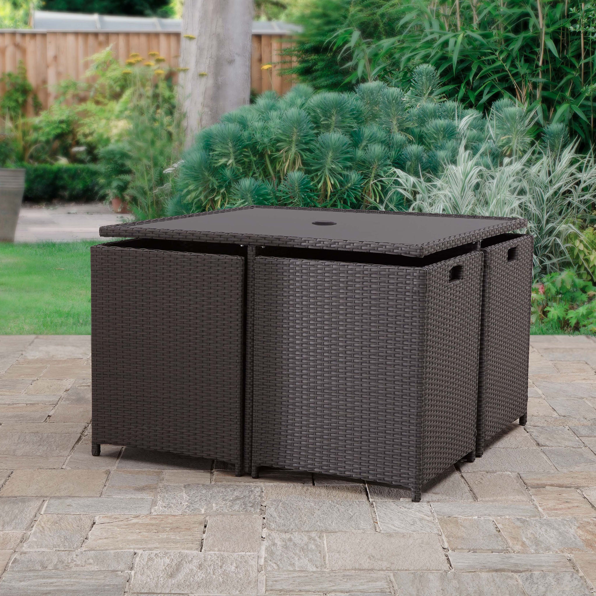 Grey rattan best sale cube set