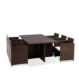 Vada Brown 6 Seat Rattan Cube Set