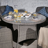 Paris 4 Seat 110cm Lux Rattan Garden Dining Set close up of table