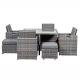 Paris 8 Seat Deluxe Rattan Cube Outdoor Dining Set