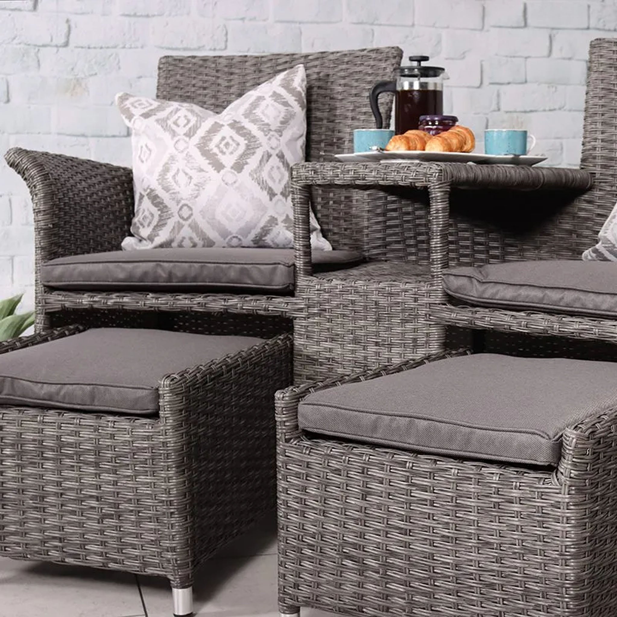 Rattan companion set with footstools hot sale