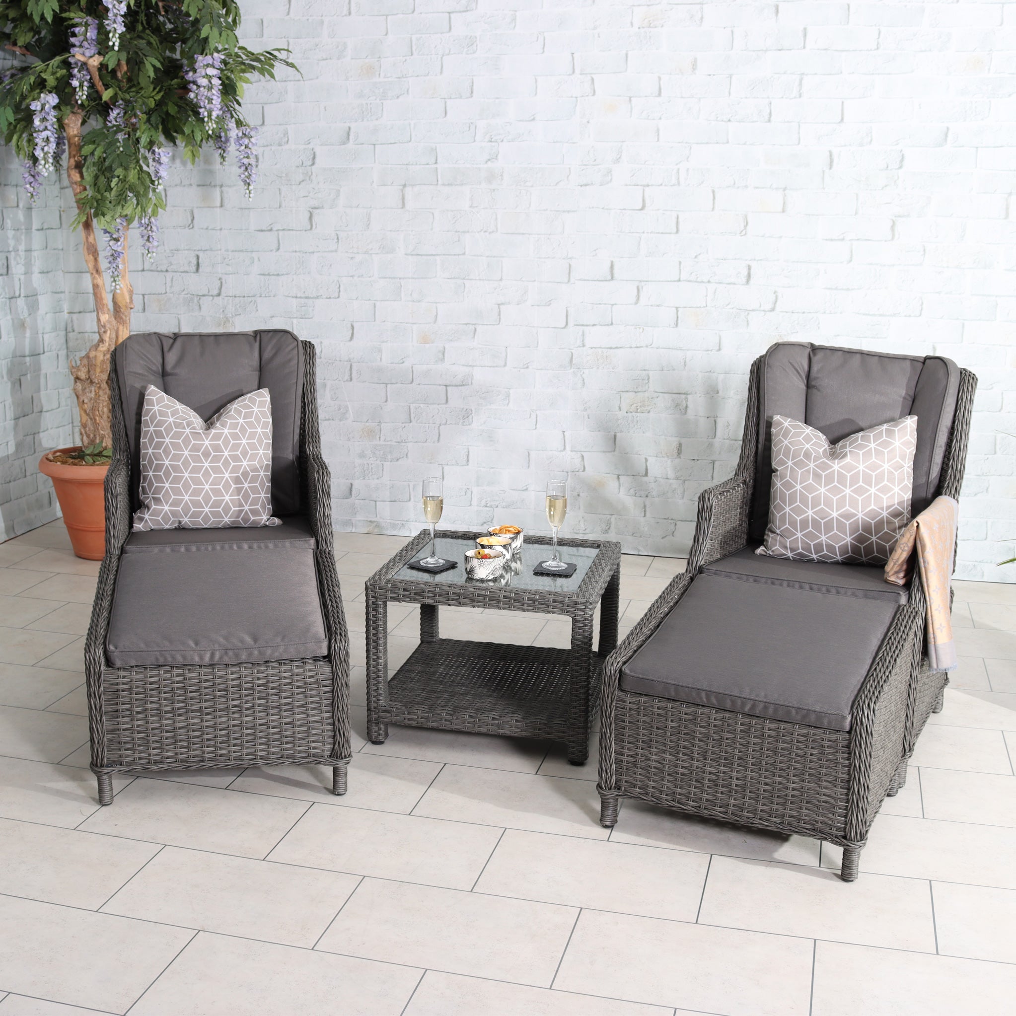 Rattan reclining companion discount set