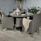 Paris 110cm 4 Seat Rattan Round Dining Set