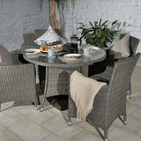 Paris 110cm 4 Seat Rattan Round Dining Set