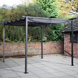 3m Grey Prague Pergola Gazebo with retractable shelter