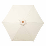 top view of the weatherproof cream canopy on the 2.5m Ivory Garden Parasol with wood look aluminium frame