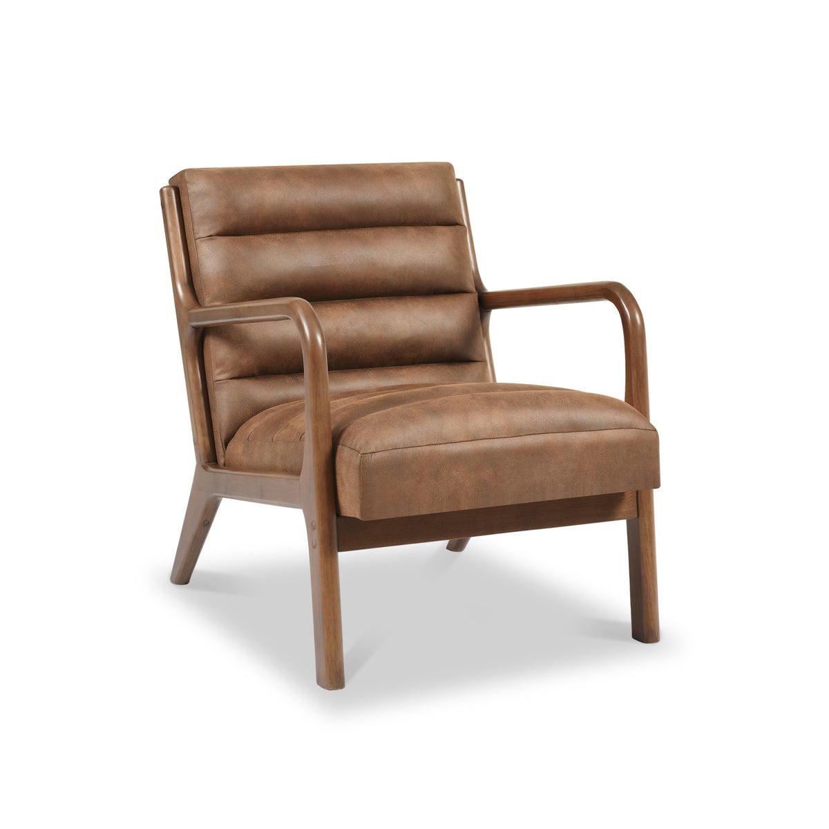 Jacques Brown Ribbed Faux Leather Armchair from Roseland