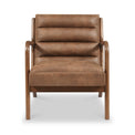 Jacques Brown Ribbed Faux Leather Armchair