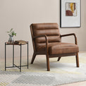 Jacques Brown Ribbed Faux Leather Armchair for living room