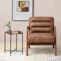 Jacques Brown Ribbed Faux Leather Armchair