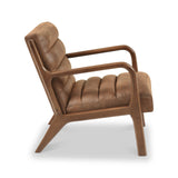 Jacques Brown Ribbed Faux Leather Armchair