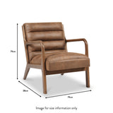 Jacques Brown Ribbed Faux Leather Armchair dimensions