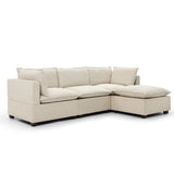 Hampton Natural 3 Seater Boucle Chaise Sofa