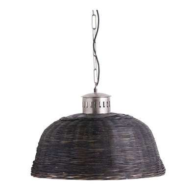 Large Black Wicker Pendant Light