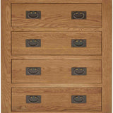 Zelah Oak 4 Drawer Chest - Close up of drawer fronts