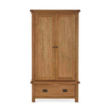 Zelah Oak Double Wardrobe with Drawer - Front on  view