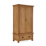 Zelah Oak Double Wardrobe with Drawer by Roseland Furniture