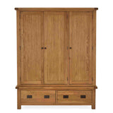 Zelah Oak Triple Wardrobe with Drawers - Front view