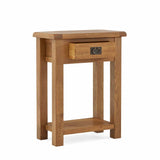 Zelah Oak Telephone Table - Side view with drawer open