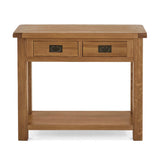 Zelah Oak Console Table - Front view with top showing