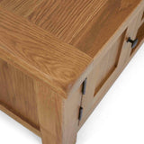 Zelah Oak 90cm TV Stand - Close up of top corner looking down