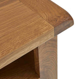 Zelah Oak 90cm TV Stand - Close up of top corner