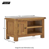 Zelah Oak 90cm TV Stand - Size Guide