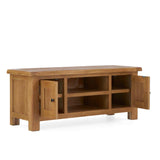 Zelah Oak 120cm TV Stand - Side view with doors opening