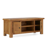 Zelah Oak 120cm TV Stand - Side view with doors opening